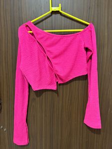 Pink Cutout Long Sleeve Top