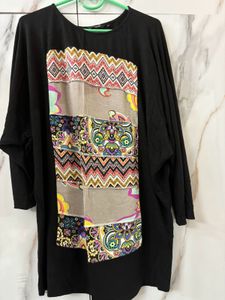 Black Top With Patchwork Design