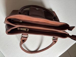 Tan structured Handheld Bag