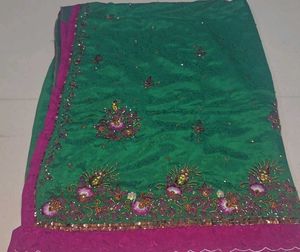 Green Embellished Saree