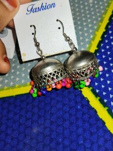 Silver Jhumka Earrings