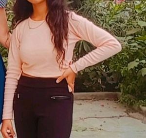 Peach Cinched Long Sleeve Top