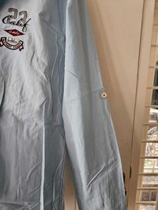 Sky Blue Mufti Shirt Styled With Patches