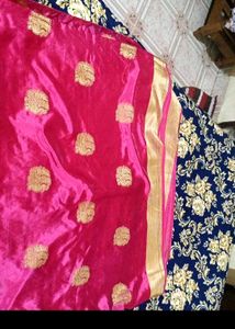 Elegant Pink &amp; Teal Silk Saree