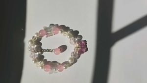 Pink Butterfly Beaded Bracelet