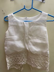 Gorgeous White Georgette Crop Top