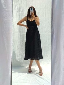 Black Polka Dot Midi Dress
