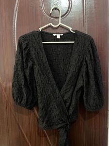 Crinkle Cotton H&amp;M Wrap Top