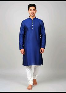 Men's Blue Kurta &amp; White Bottom Set