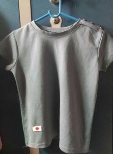 Gray T-Shirt with Shoulder Detail