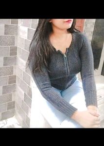 Gray Knit Zip-Up Cardigan