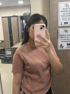 Retro Heathered Tee with Ruched Detail