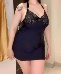 Net Lace Babydoll V Neck Above Knee Lingerie