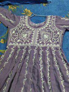 Embroidered Purple Anarkali Dress