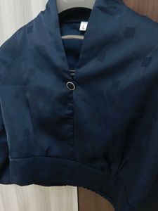 Stylish Dark Blue V NECK Crop Top