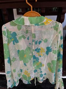 Floral Ruffle Sheer Top