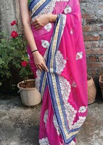 Elegant Pink Saree , diamond work