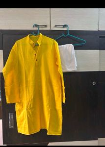 Yellow Kurta Churidar Set..1-2 Water Stain Availab