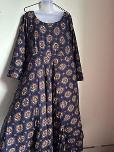 Blue Patterned Midi Dress