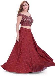 ❤️ Carrot colour off shoulder lahenga 🔥