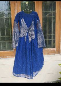 Elegant Blue Lace Ethnic Gown✨