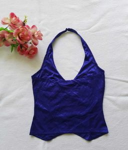Blue Satin Halter Top