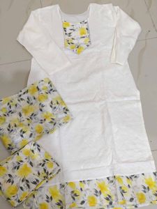 Elegant White Floral Kurta Set