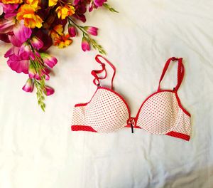 🇳🇿💫💗 Polka Dot White Red Bra