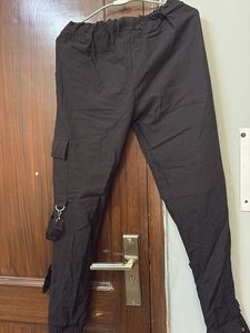 Black Cargo Pants with Straps and buckles