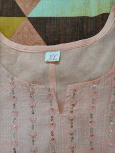 Peach Sequin Kurti - Size XL