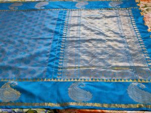 Peacock blue kanchipuram silk Saree