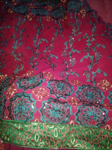 Heavy Wedding Embroidery and sequence work saree