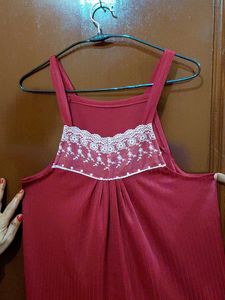 Elegant 2 Piece Maroon Nighty