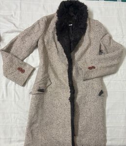 Single-Breasted Faux Fur Notched Lapel Overcoat