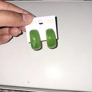 Green Hoop Earrings