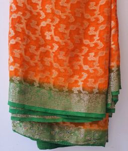 Embellished Orange Saree