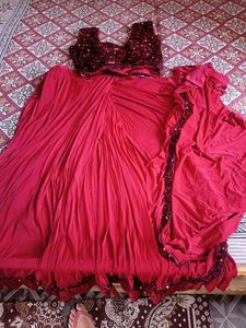 Red Colour Ready To Wear Saree
