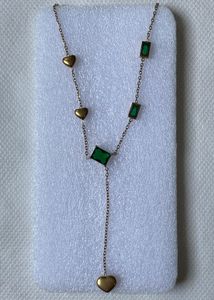 Gold plated Emerald &amp; Heart Necklace