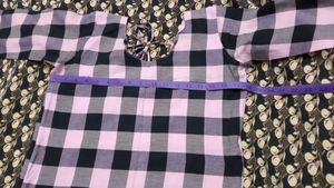 Pink &amp; Black Checkered Kurta