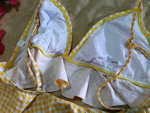 Yellow Gingham Bikini Top