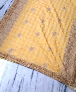 Haldi Saree With Golden Blouse