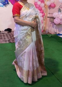 Banarsi Touch Fabric With Red blouse