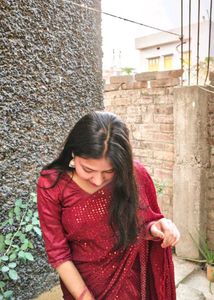 Elegant Maroon Sequin Saree