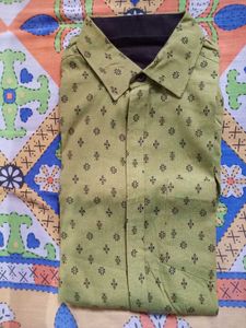 Green Patterned Casual Shirt