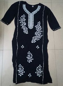 Elegant Navy blue Embroidered Kurta