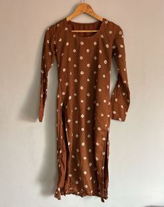 Brown Printed Kurta