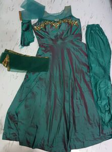 Semi Stitched Gown With Dupatta Legi Sleeves