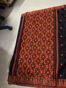 Elegant Black &amp; Orange baluchuro saree