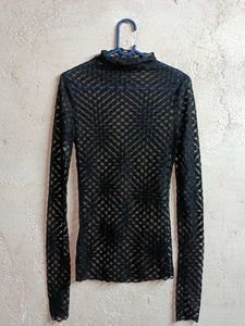 Girl's Stylish Black Sheer Top