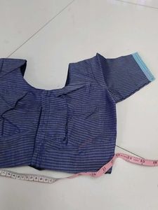 Light Blue Checked Cotton Saree ..